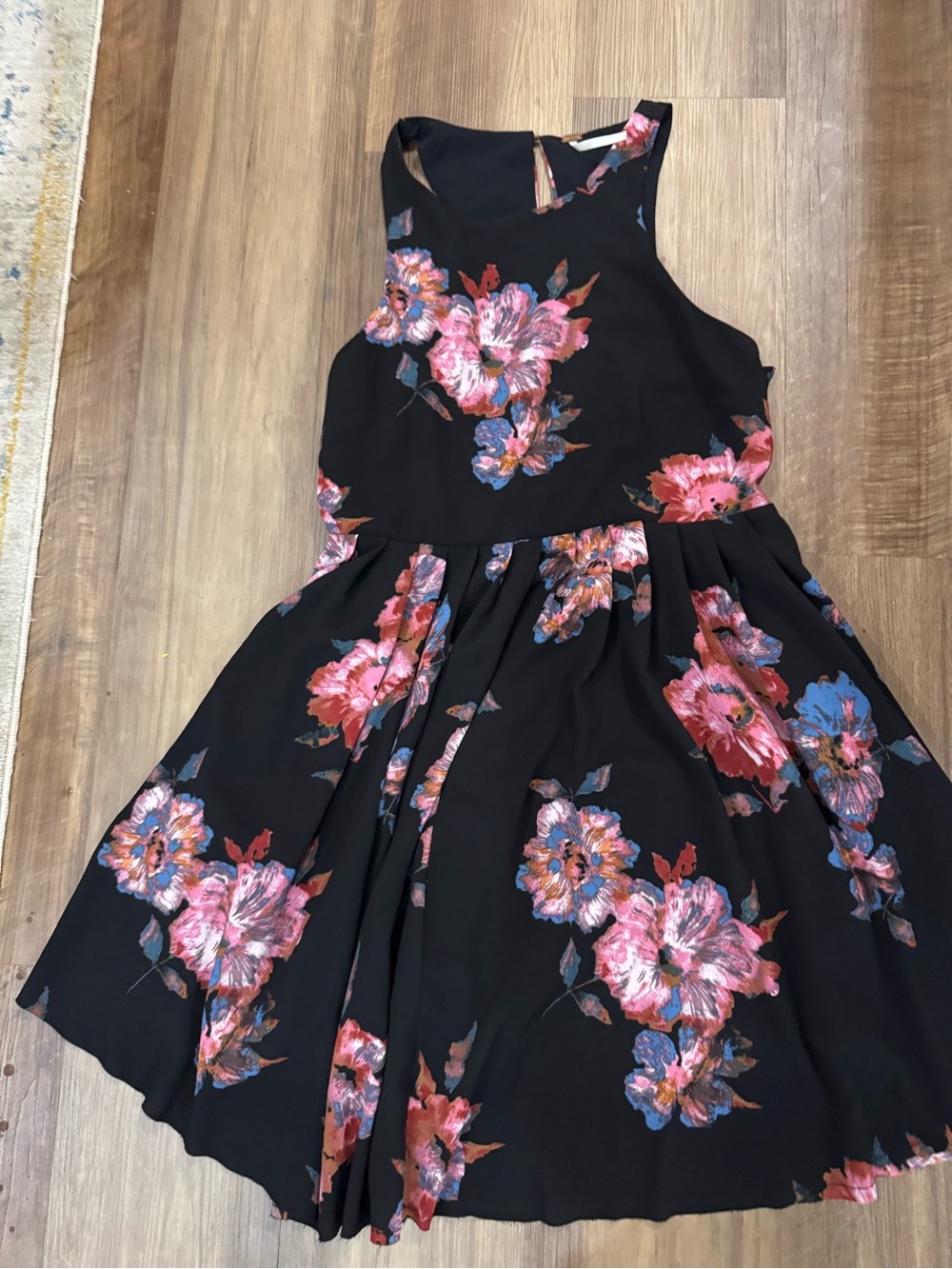Girls Black Floral Fit-and-Flare Dress